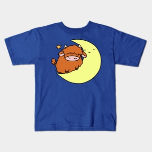 Highland Cow Crescent Moon Kids T-Shirt